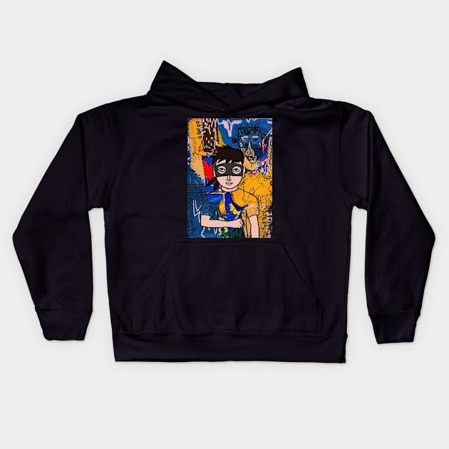 Immerse in NFT Character - MaleMask Street ArtGlyph with Basic Eyes on TeePublic Kids Hoodie by Hashed Art